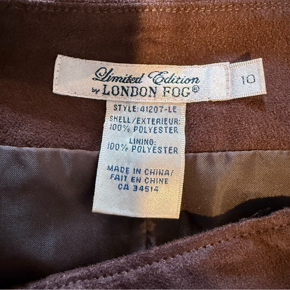 LONDON FOG Limited Edition Faux Suede A-line Skirt Chocolate Brown Size 10 - Picture 10 of 11